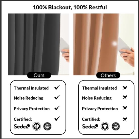Homemonde Room Darkening Curtain For Long Door 9 Feet Single Pcs - Heavy Polyester 75% Blackout Thick Curtains, Room Privacy And